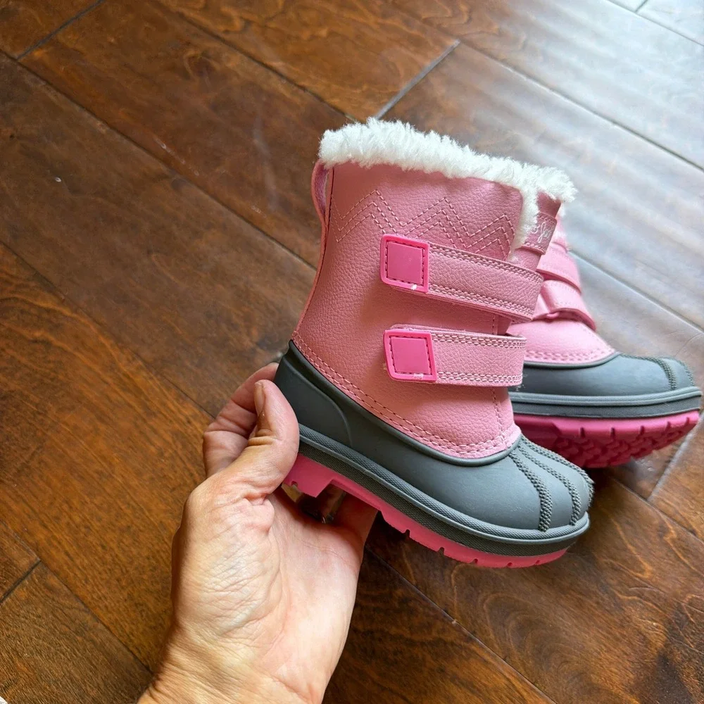 Cat & Jack Denver Pink Waterproof Snow Boots Faux Fur Trim Toddler Size 5 NEW
